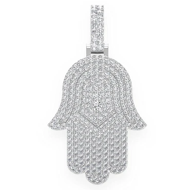 2.00CTW White Gold Cluster Diamond Hamsa Pendant customdiamjewel