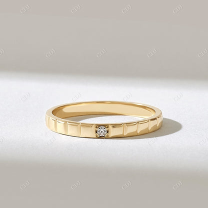 0.02CT Round Lab Grown Solitaire Diamond Wedding Band  customdiamjewel 10KT Yellow Gold VVS-EF