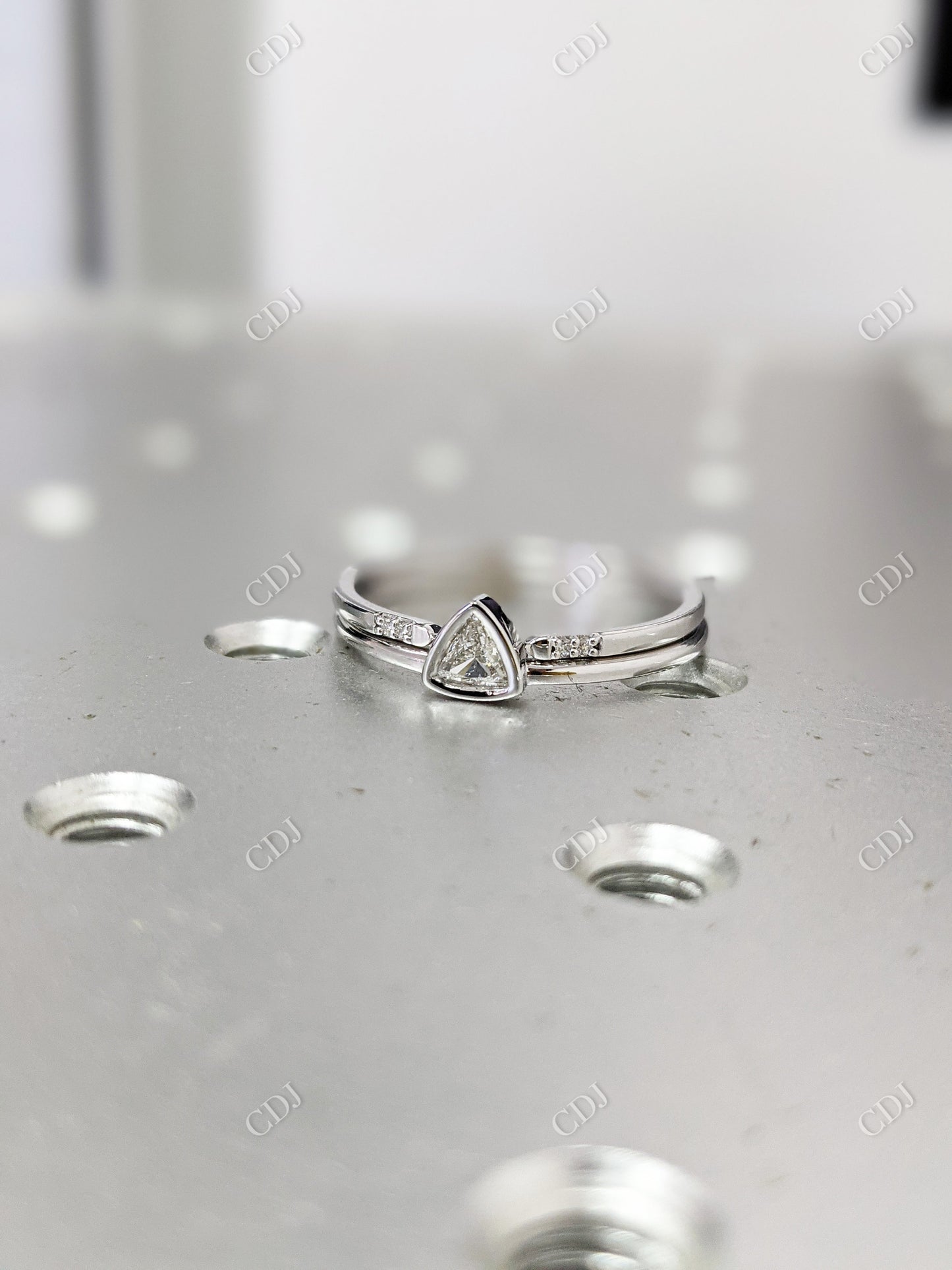 Trillion Diamond Minimalist Ring Set