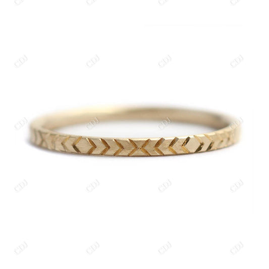 Engraved Pattern Solid Gold Stacking Band  customdiamjewel 10KT Yellow Gold 