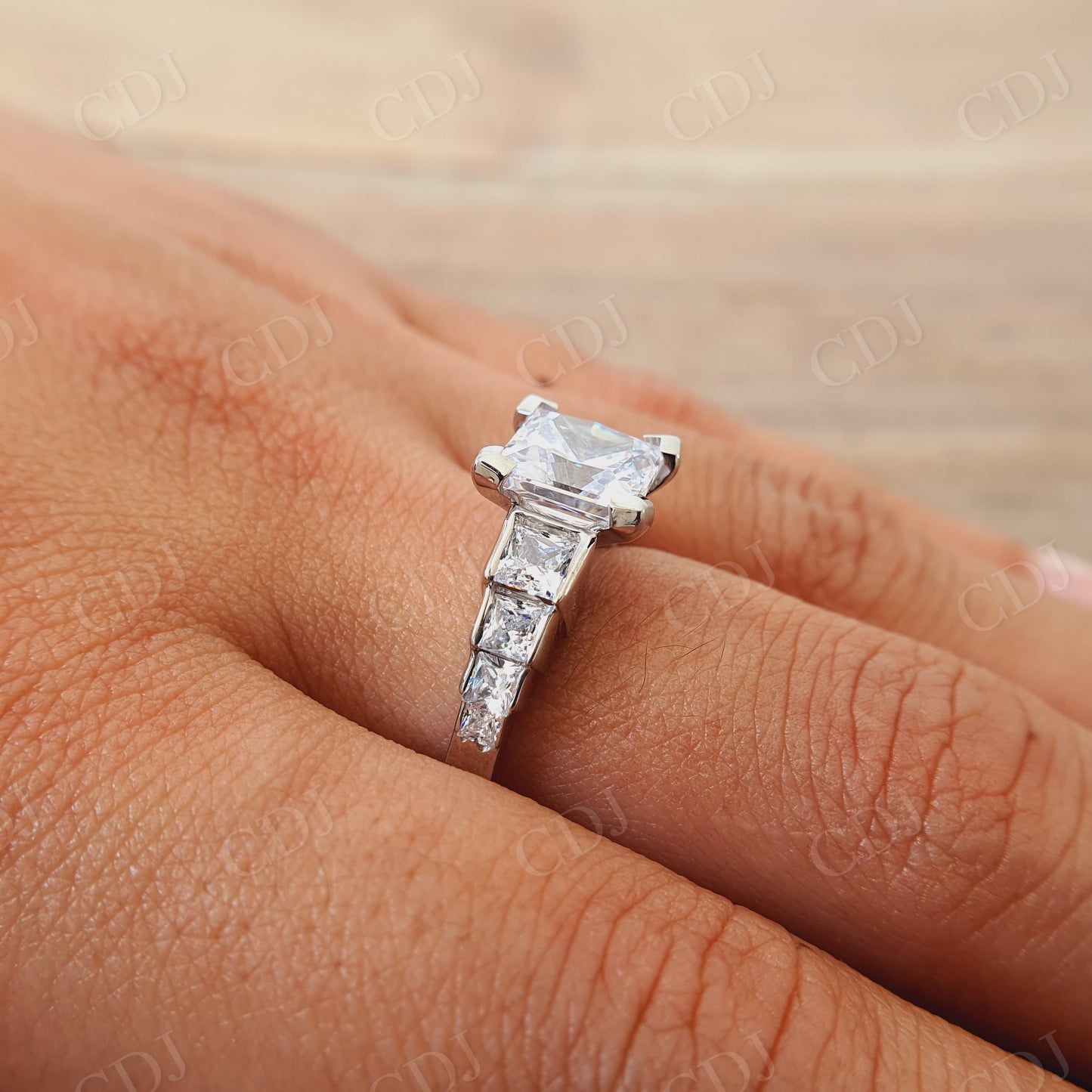 2.50CT Princess Cut Moissanite Engagement Ring