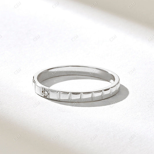 Minimalist 0.02CT Real Diamond Solitaire Wedding Band  customdiamjewel 10KT White Gold VVS-EF