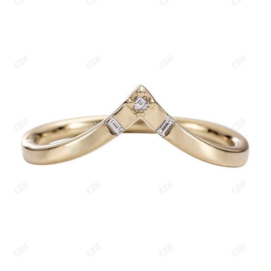 Chevron Baguette Princess Diamond Wedding Band  customdiamjewel 10KT Yellow Gold VVS-EF