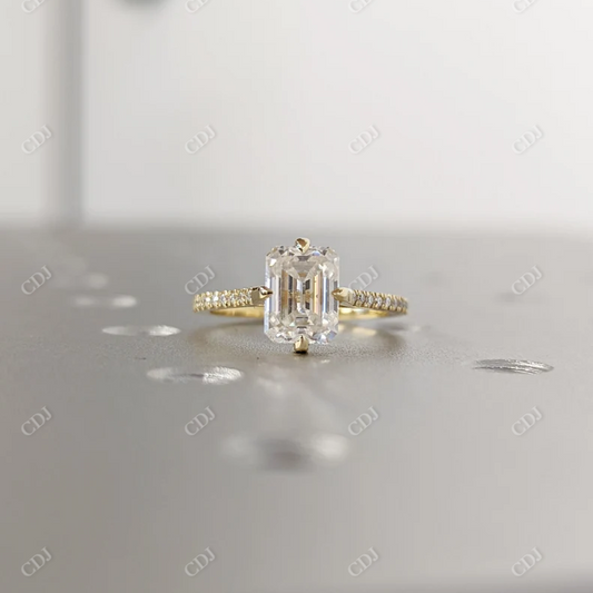 1.0CT Emerald Cut Moissanite Wedding Promise Ring  customdiamjewel 10KT Yellow Gold VVS-EF