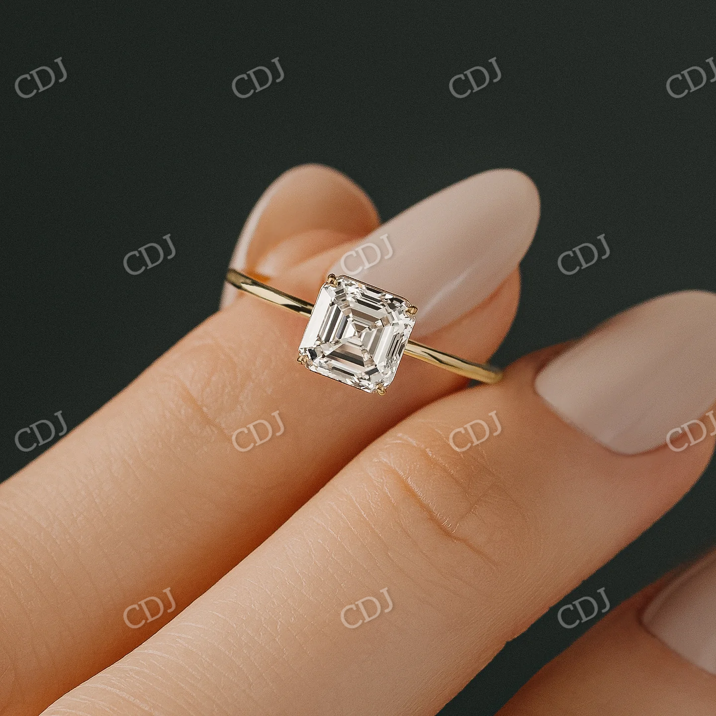 1.5CTW Asscher Cut Moissanite Wedding Ring  customdiamjewel   