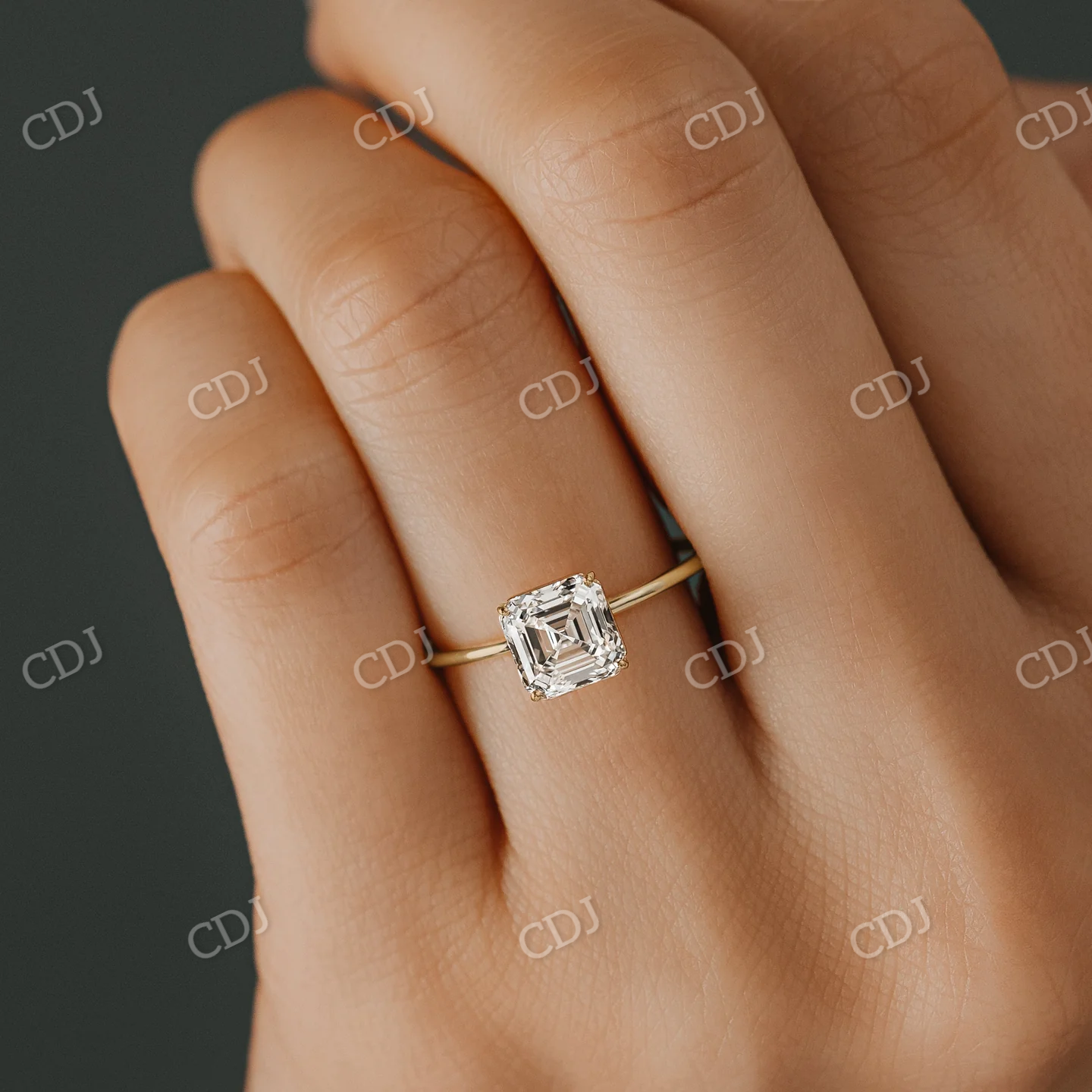 1.5CTW Asscher Cut Moissanite Wedding Ring  customdiamjewel   