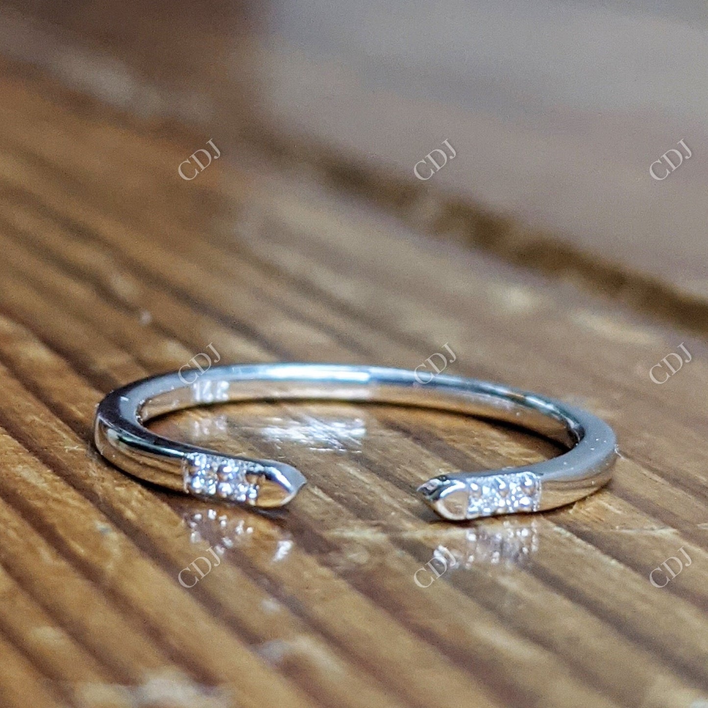 0.05CT Round Cut CVD Diamond Minimalist Adjustable Wedding Band  customdiamjewel 10KT White Gold VVS-EF