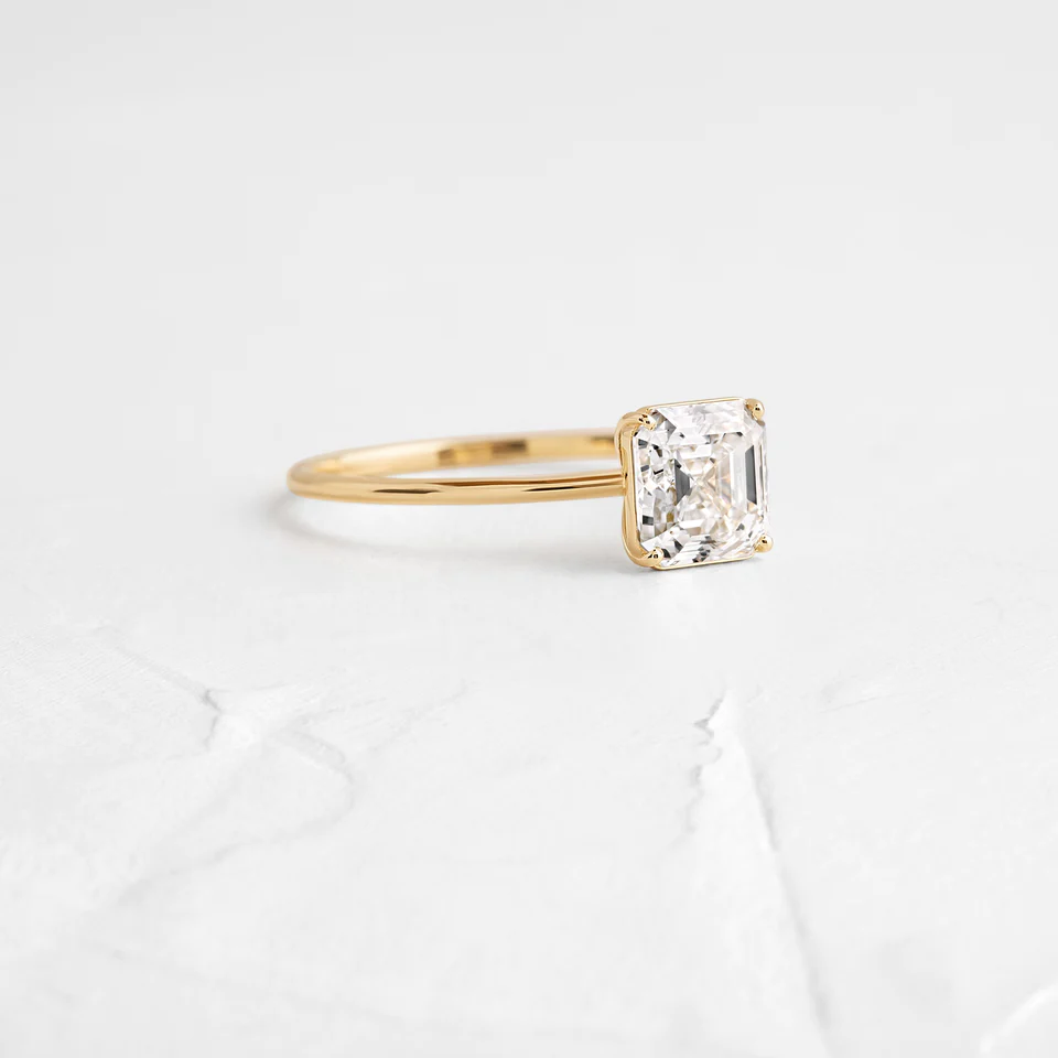 1.5CTW Asscher Cut Moissanite Wedding Ring  customdiamjewel   