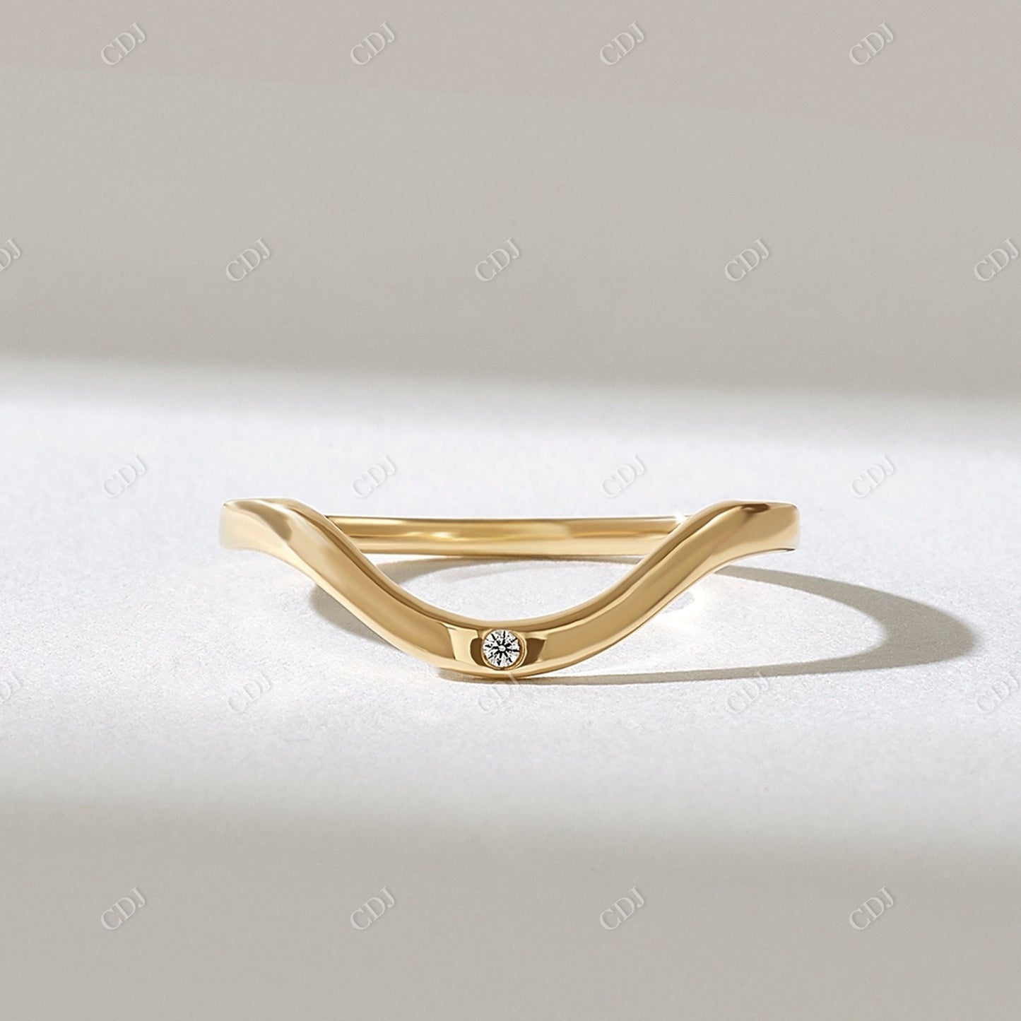 0.02CT Round Lab Grown Diamond Curved Wedding Band  customdiamjewel 10KT Yellow Gold VVS-EF