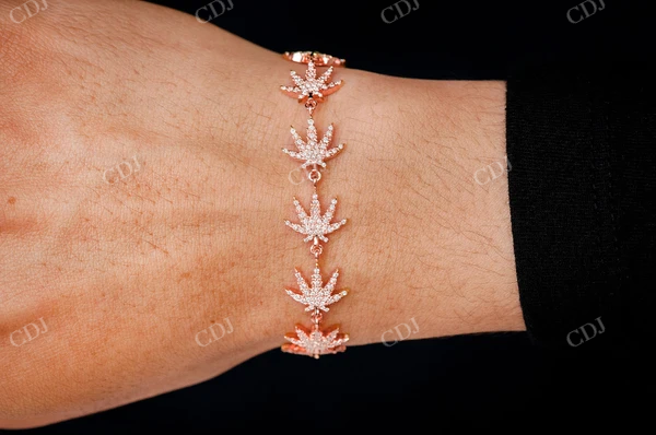1.75CTW Diamond Cannabis Leaf Bracelet  customdiamjewel   