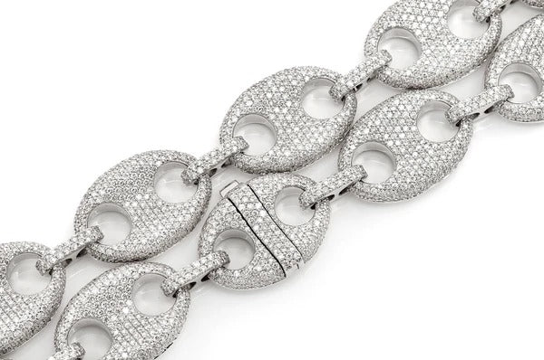 Diamond White Gold Plated Mariner Link Necklace  customdiamjewel   
