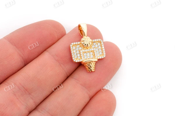 Antique Design Basketball Hoop Diamond Gold Pendant customdiamjewel