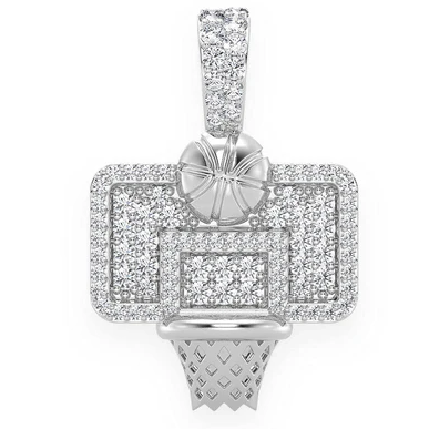 Antique Design Basketball Hoop Diamond Gold Pendant customdiamjewel