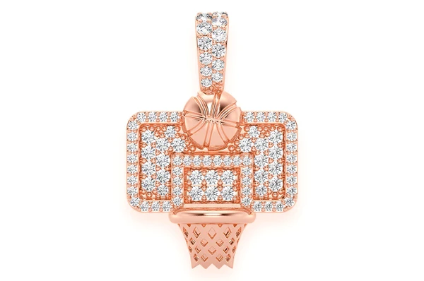 Antique Design Basketball Hoop Diamond Gold Pendant customdiamjewel