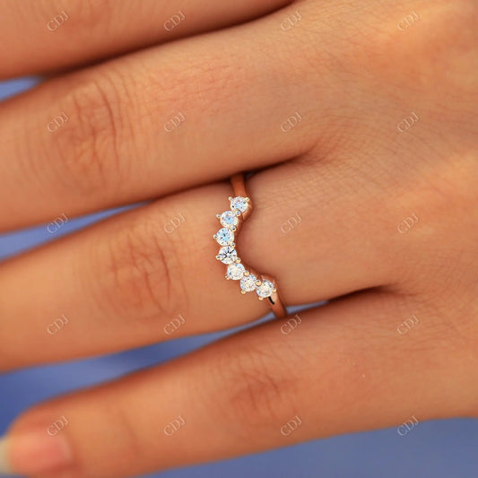 Rose Gold Moissanite Curved Wedding Band For Women  customdiamjewel   
