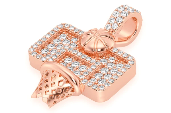 Antique Design Basketball Hoop Diamond Gold Pendant customdiamjewel