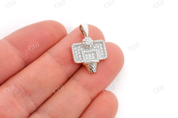 Antique Design Basketball Hoop Diamond Gold Pendant customdiamjewel