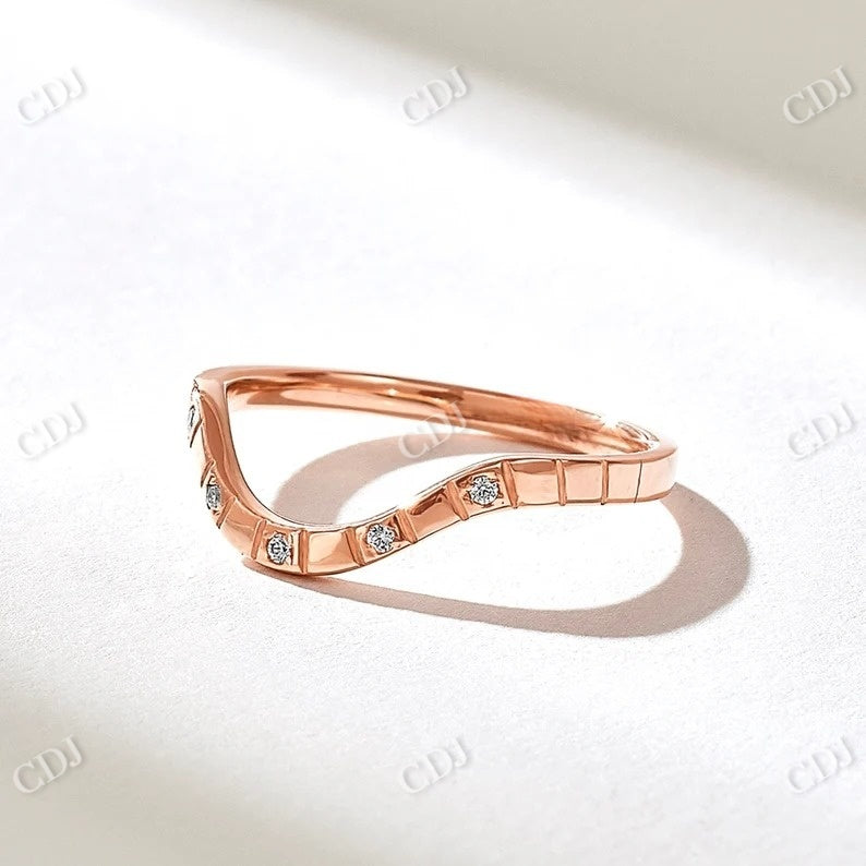 0.05CTW Diamond Square Pattern Arch  Wedding Band  customdiamjewel 10KT Rose Gold VVS-EF