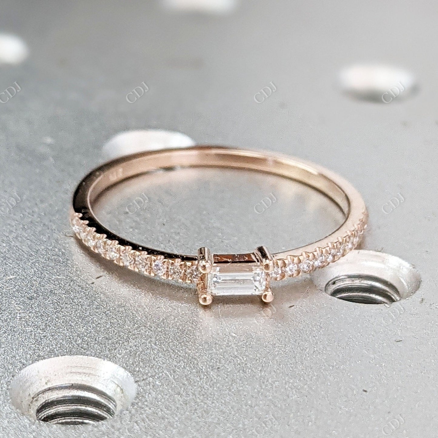 0.26CTW Baguette Cut Lab Grown Diamond Ring  customdiamjewel 10KT Rose Gold VVS-EF
