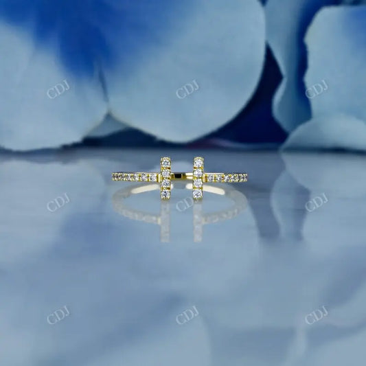 0.22CTW Open Bar Minimalist Round Natural Diamond Ring  customdiamjewel 10KT Yellow Gold VVS-EF