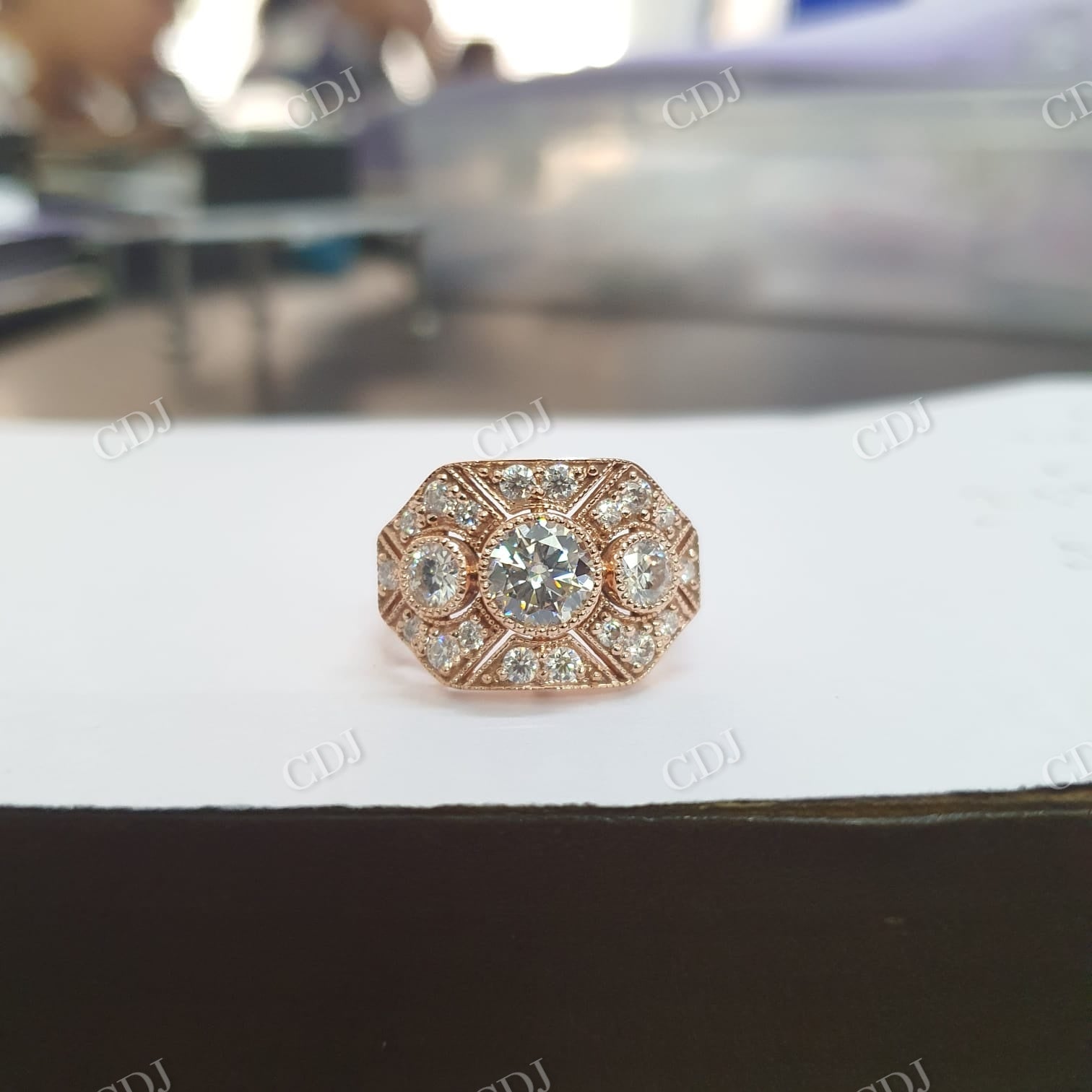 1.0CT Center Moissanite Art Deco Ring  customdiamjewel   