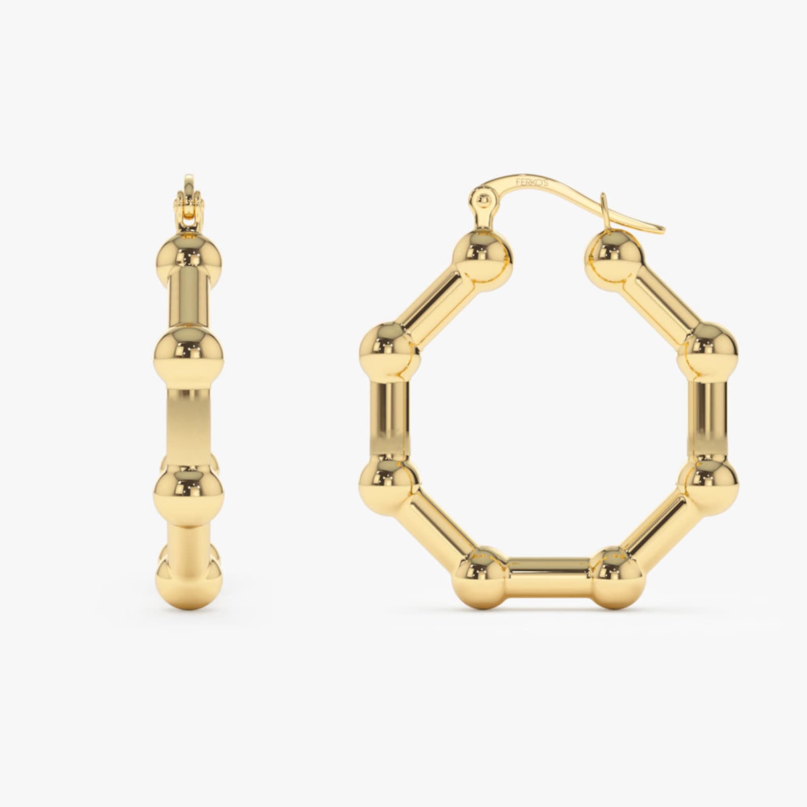 14K Beaded Tube Hoop Statement Earrings  customdiamjewel   