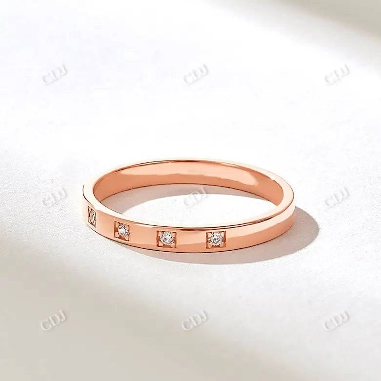 0.05CTW Round Five Stone Lab Grown Diamond Minimalist Wedding Band  customdiamjewel 10KT Rose Gold VVS-EF