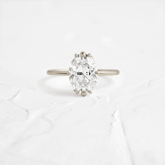 Oval Cut Moissanite Hidden Halo Engagement Ring  customdiamjewel 10KT White Gold VVS-EF