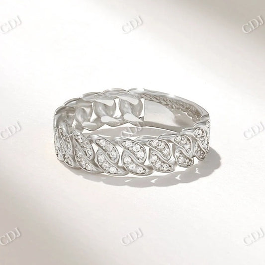 0.35CTW Diamond Bold Cuban Links Wedding Band  customdiamjewel 10KT White Gold VVS-EF
