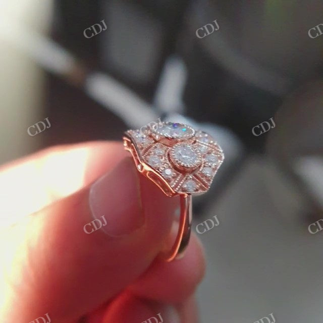 1.0CT Center Moissanite Art Deco Ring  customdiamjewel   
