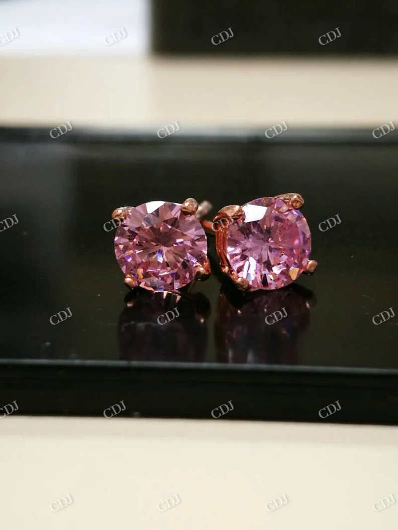 1.0CT Pink Moissanite Stud Earrings