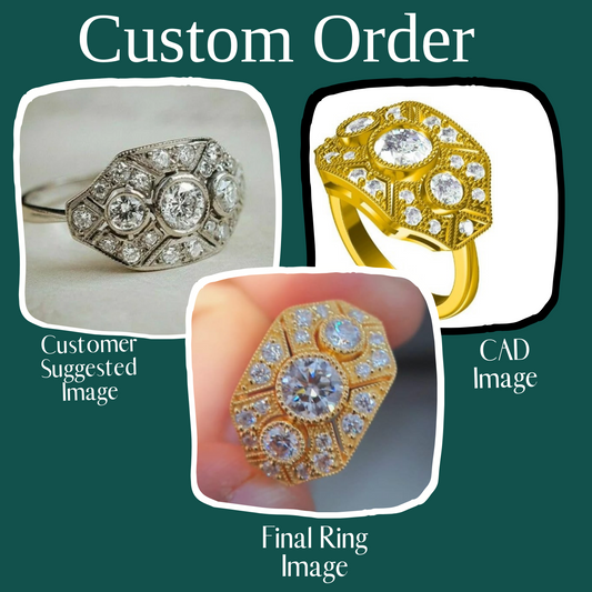 1.0CT Center Moissanite Art Deco Ring  customdiamjewel   