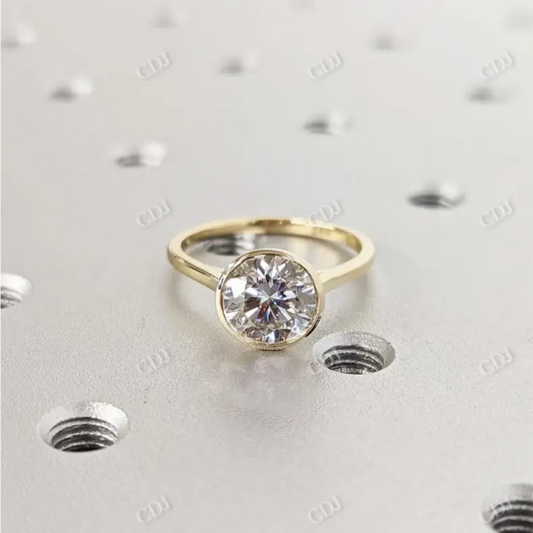2CT Round Cut Moissanite Bezel Set Solitaire Ring  customdiamjewel 10KT Yellow Gold VVS-EF