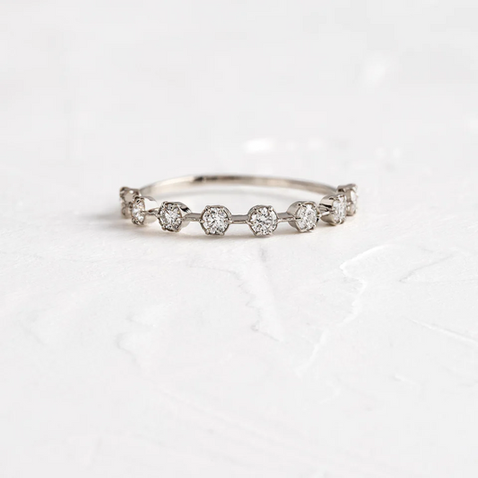 0.48CTW Round Bezel Set Tiny Wedding Band  customdiamjewel 10KT White Gold VVS-EF