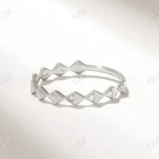 0.05CTW CVD Diamond Angle Geometric Wedding Band  customdiamjewel 10KT White Gold VVS-EF