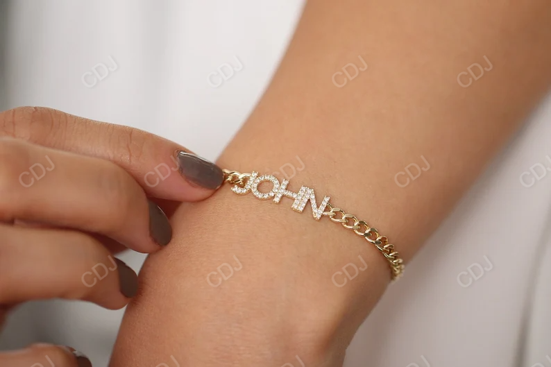 Moissanite 14K Yellow Gold Letter Diamond Bracelet  customdiamjewel   