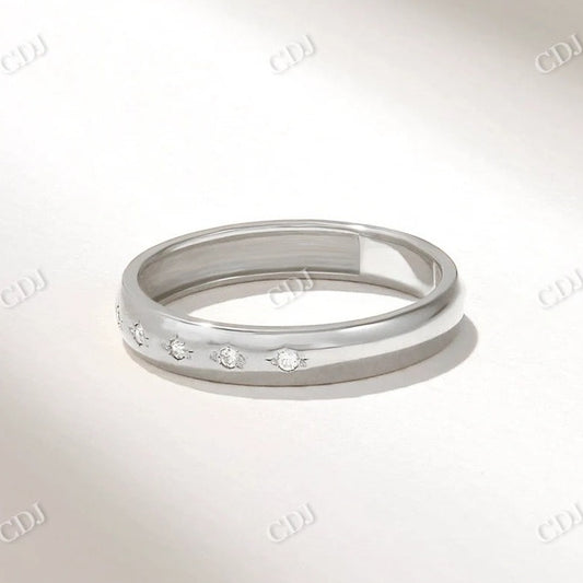 0.06CTW Minimalist Bezel Set Diamond Wedding Band  customdiamjewel 10KT White Gold VVS-EF