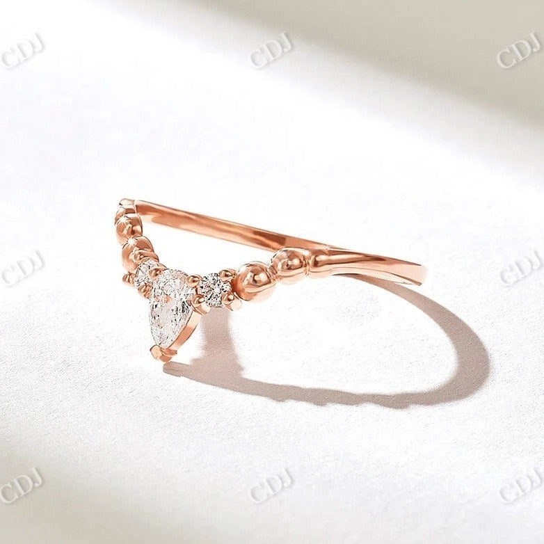 0.22CTW Pear And Round Cut CVD Diamond Curved Wedding Band  customdiamjewel 10KT Rose Gold VVS-EF