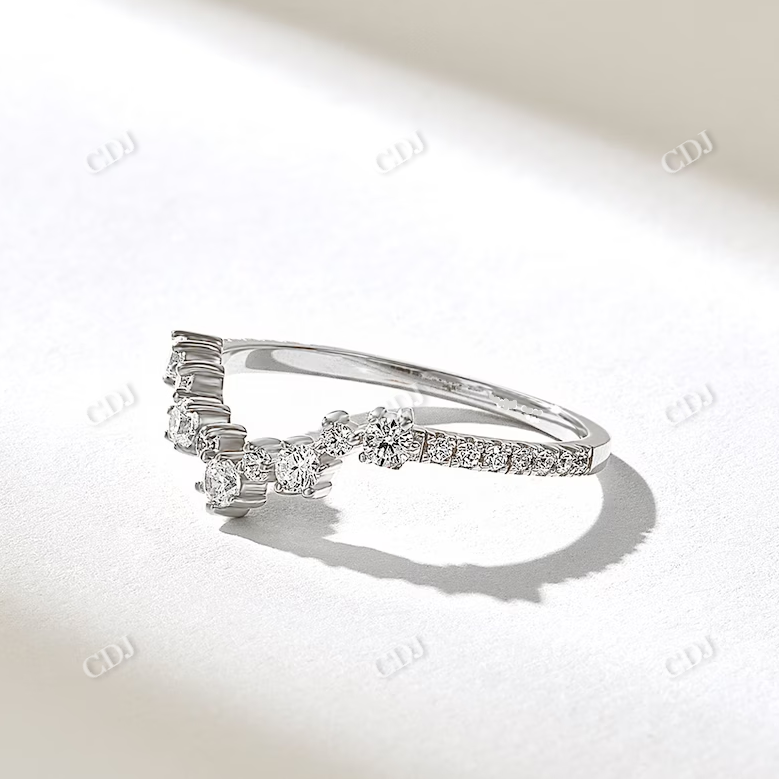 0.33CTW Round Lab Grown Diamond Curved Wedding Band  customdiamjewel 10KT White Gold VVS-EF