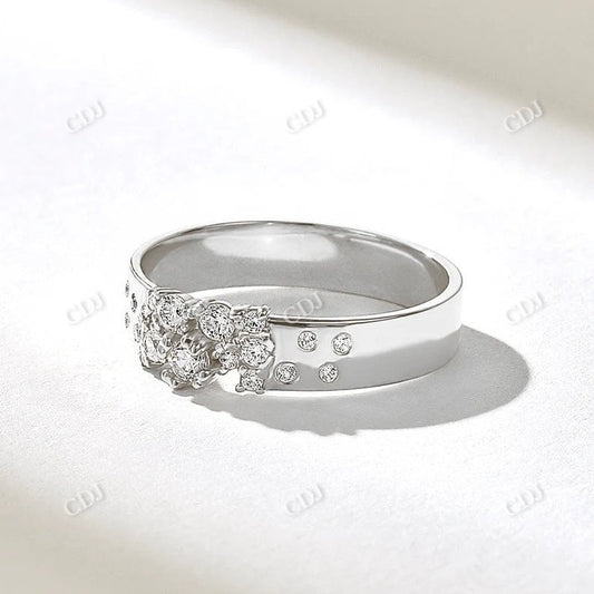 0.35CTW Round Cluster Wide Diamond Wedding Band  customdiamjewel 10KT White Gold VVS-EF