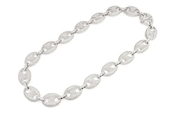 Diamond White Gold Plated Mariner Link Necklace  customdiamjewel   