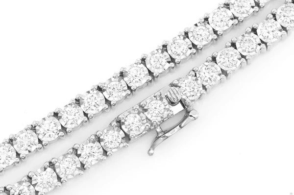 14k Gold Round Diamond Custom Tennis Necklace  customdiamjewel   