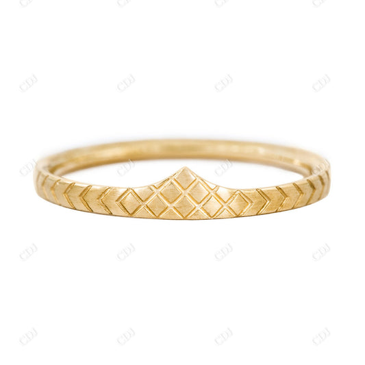 Plain Solid Gold Geometric Pattern Wedding Band  customdiamjewel 10KT Yellow Gold 