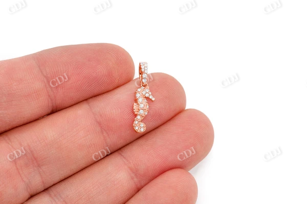 White Round Diamond Seahorse Pendant customdiamjewel