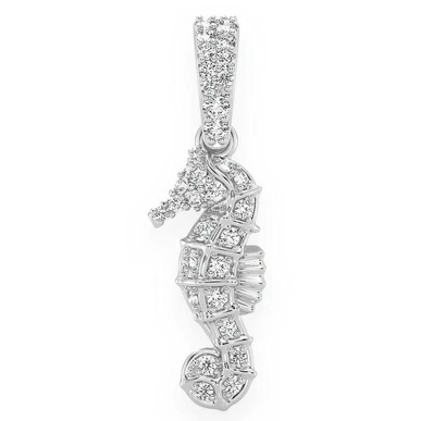 White Round Diamond Seahorse Pendant customdiamjewel