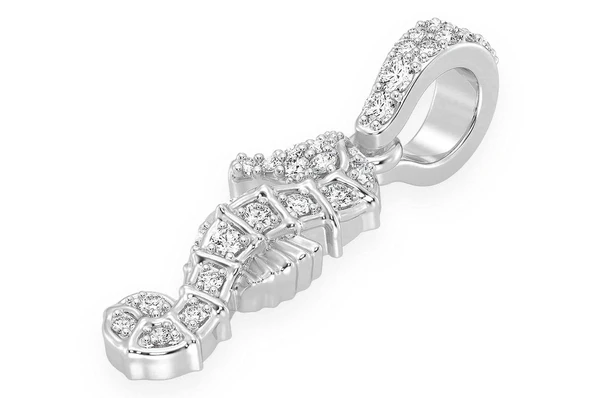 White Round Diamond Seahorse Pendant customdiamjewel
