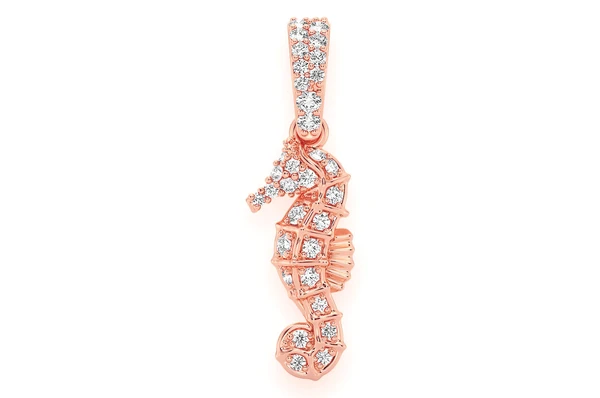 White Round Diamond Seahorse Pendant customdiamjewel