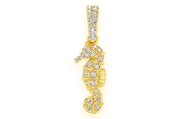White Round Diamond Seahorse Pendant customdiamjewel