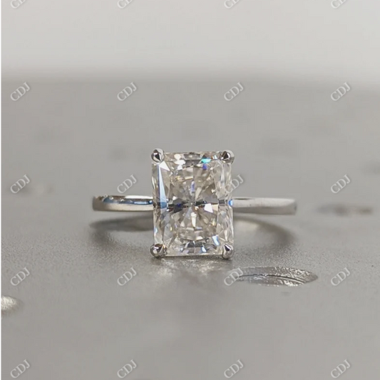 2.10CTW Radiant Cut Moissanite Solitaire Hidden Halo Set Ring  customdiamjewel 10KT White Gold VVS-EF