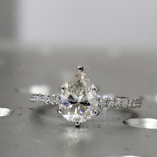 Pear Shaped Moissanite White Gold Eternity Engagement Ring  customdiamjewel 10KT White Gold VVS-EF